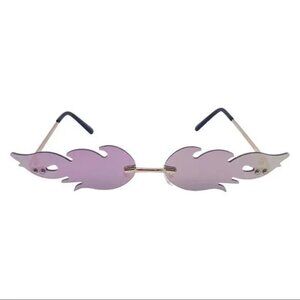 6076 | Pink Mirror Flame Rimless Sunglasses